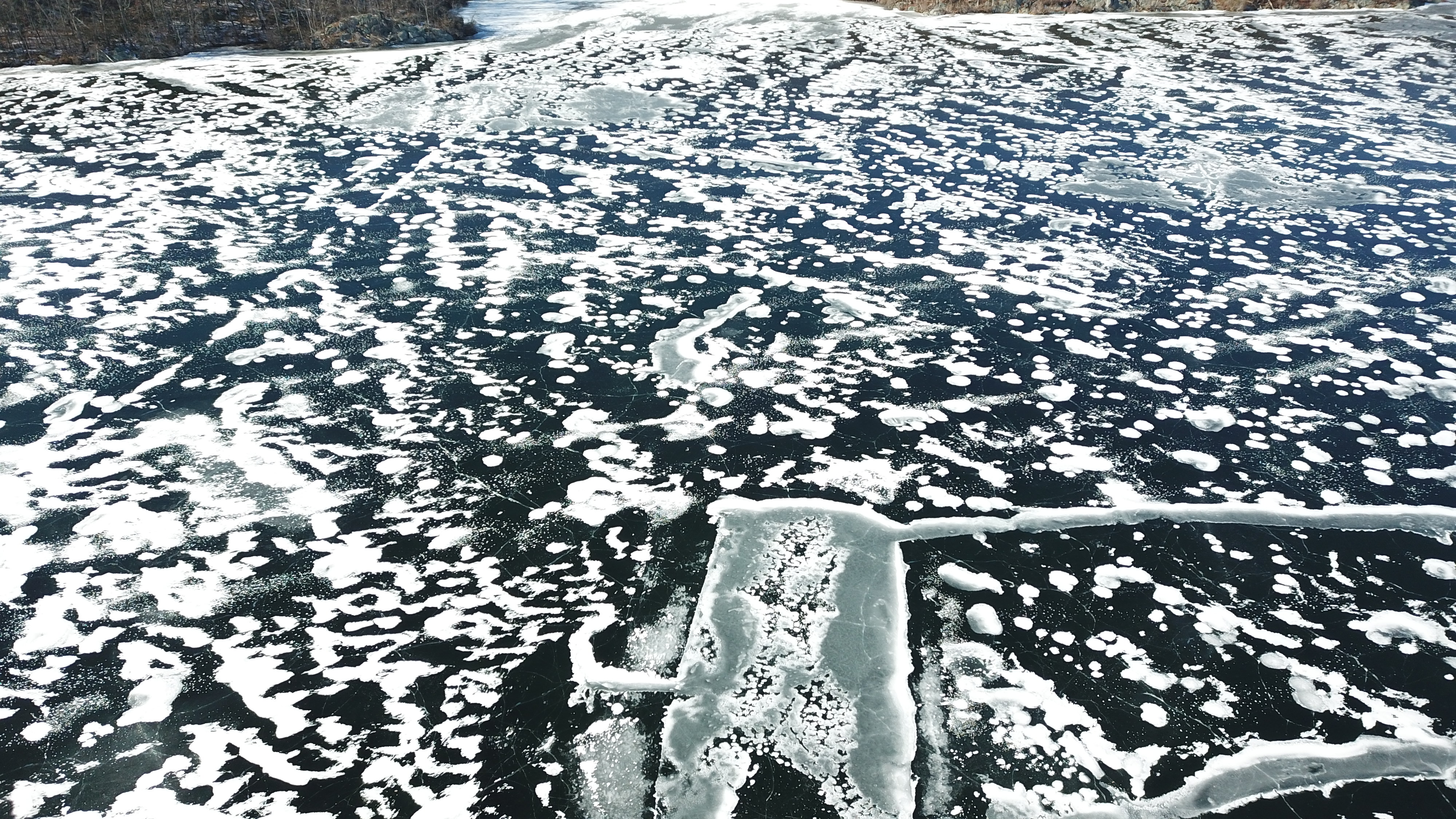 frozen lake from 400 ft