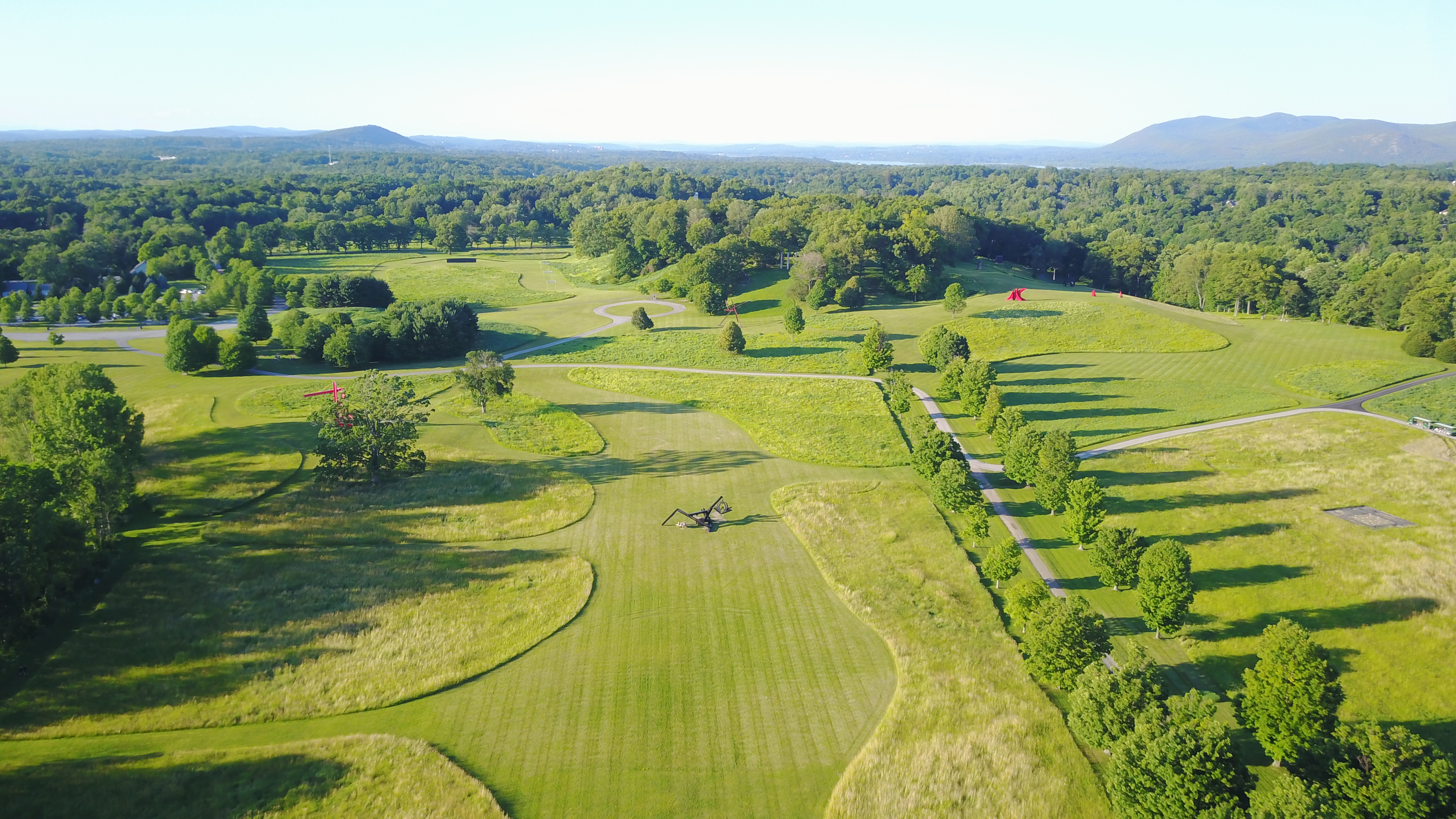 long shot of the park from the sky